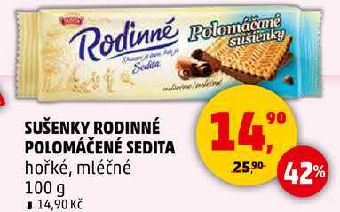 SUŠENKY RODINNÉ POLOMÁČENÉ SEDITA hořké, mléčné, 100 g 