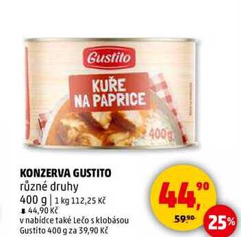 KONZERVA GUSTITO různé druhy, 400 g 
