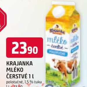 KRAJANKA MLÉKO ČERSTVÉ 1l polotučné, 1,5 %