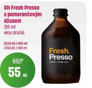 Gh Fresh Presso s pomerančovým džusem 315 ml 