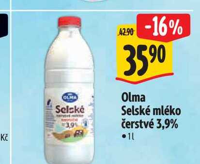   Olma Selské mléko čerstvé 3,9% 1 l