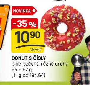 DONUT S ČÍSLY plně pečený, různé druhy 55-57 g