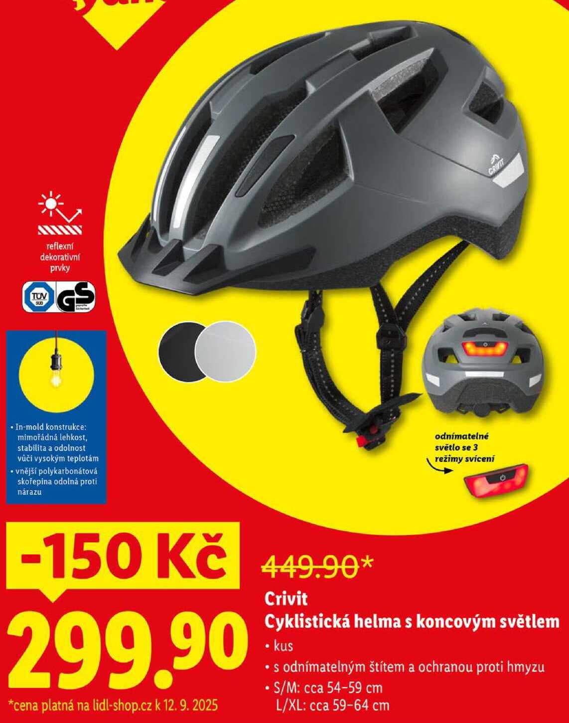 Crivit Cyklistická helma s koncovým světlem 