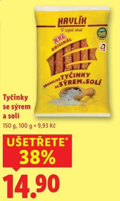 Tyčinky se sýrem a solí, 150 g