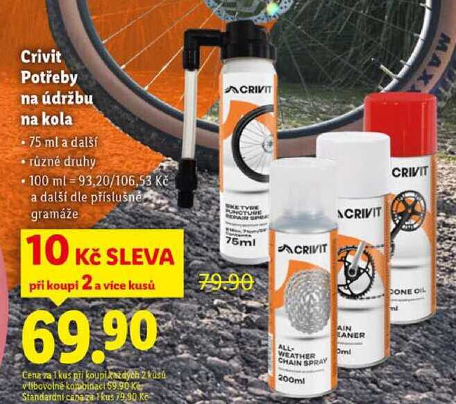 Crivit Potřeby na údržbu na kola, 75 ml a další