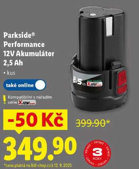 Parkside® Performance 12V Akumulátor 2,5 Ah 