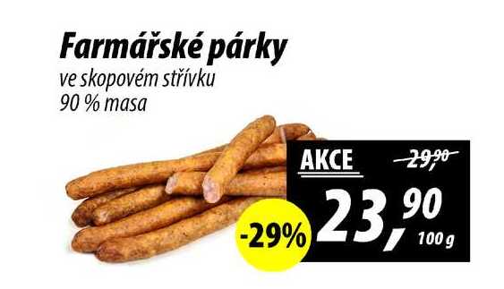 Farmářské párky ve skopovém střívku 90% masa, 100 g