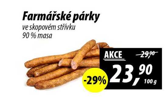 Farmářské párky ve skopovém střívku 90% masa, 100 g