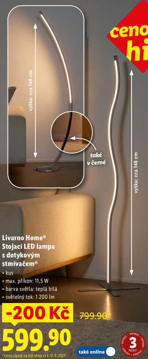 Livarno Home Stojací LED lampa s dotykovým stmívačem