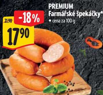 PREMIUM Farmářské špekáčky, cena za 100 g 