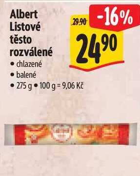 Albert Listové těsto rozválené, 275 g