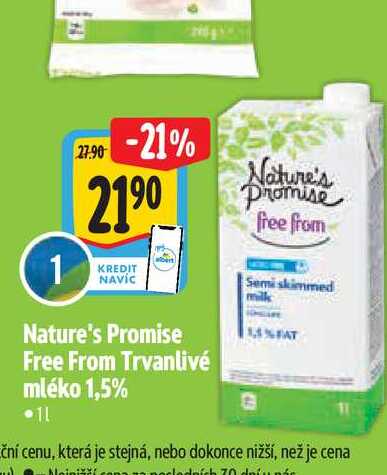  Nature's Promise Free From Trvanlivé mléko 1,5%  1 l