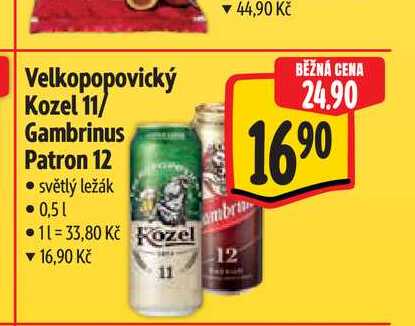 Velkopopovický Kozel 11/ Gambrinus 12 0,5 l