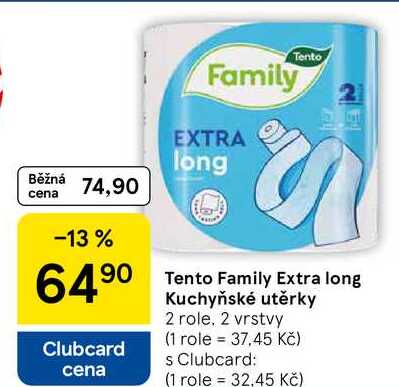 Tento Family Extra long Kuchyňské utěrky, 2 role. 2 vrstvy  