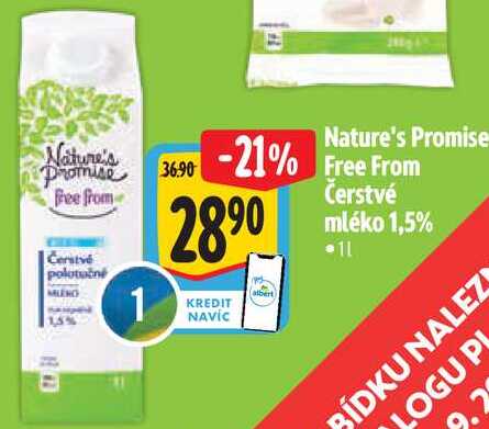 Nature's Promise Free From Čerstvé mléko 1,5%, 1 l