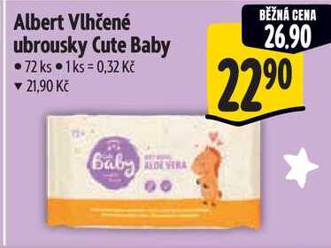 Albert Vlhčené ubrousky Cute Baby, 72 ks 