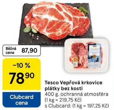 Tesco Vepřová krkovice plátky bez kosti, 400 g 