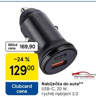 Nabíječka do auta, USB-C, 20 W, rychlé nabíjení 3.0 