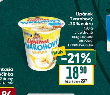 Lipánek Tvarohový -30% cukru 130 g 