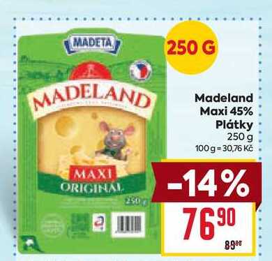 Madeland Maxi 45% Plátky 250 g 