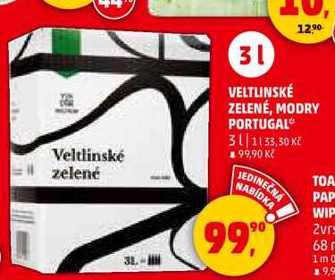 VELTLINSKÉ ZELENÉ, MODRY PORTUGAL, 3 l 