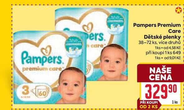 Pampers Premium Care Dětské plenky 38-72 ks