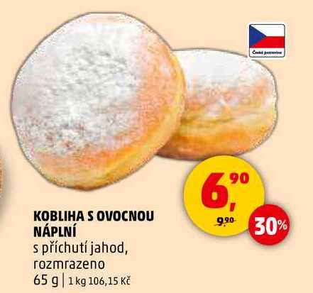 KOBLIHA S OVOCNOU NÁPLNÍ s příchutí jahod, 65 g