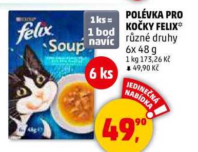 POLÉVKA PRO KOČKY FELIX různé druhy, 6x 48 g 