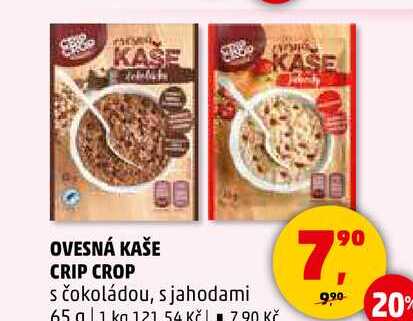 OVESNÁ KAŠE CRIP CROP s čokoládou, s jahodami, 65 g  