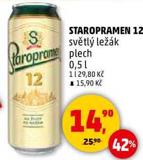 STAROPRAMEN 12 světlý ležák plech, 0,5 l