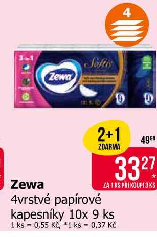 Zewa 4vrstvé papírové kapesníky 10x 9 ks 
