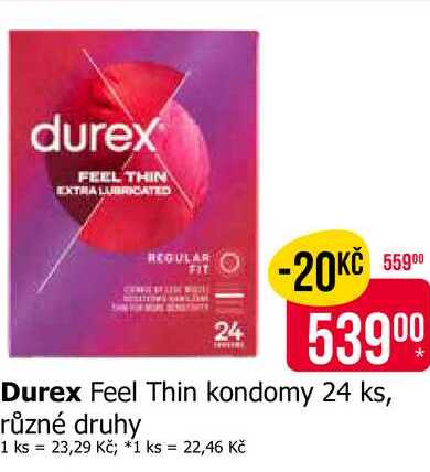 Durex Feel Thin kondomy 24 ks, různé druhy 