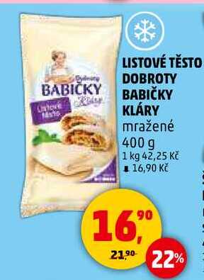 LISTOVÉ TĚSTO DOBROTY BABIČKY KLÁRY mražené, 400 g