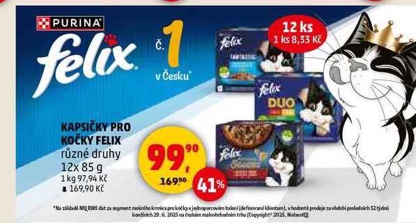 KAPSIČKY PRO KOČKY FELIX různé druhy, 12x 85 g 
