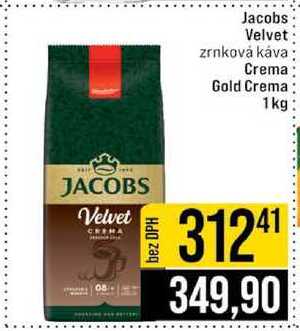 Jacobs Velvet zrnková káva / Crema Gold Crema 1 kg 