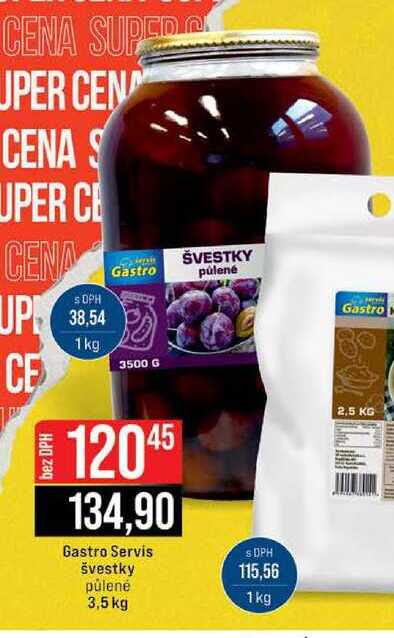 Gastro Servis švestky půlené 3,5 kg 