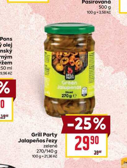 Grill Party Jalapeños řezy zelené 270/140 g 