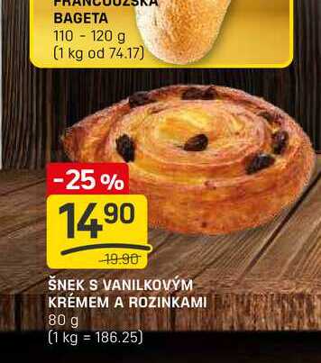 ŠNEK S VANILKOVÝM KRÉMEM A ROZINKAMI 80 g 