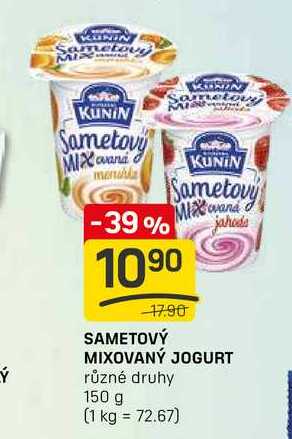 SAMETOVÝ MIXOVANÝ JOGURT různé druhy 150 g