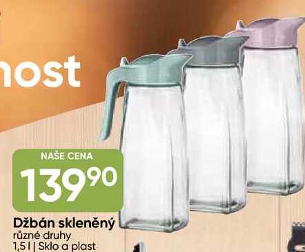 Džbán skleněný různé druhy 1,5l Sklo a plast 