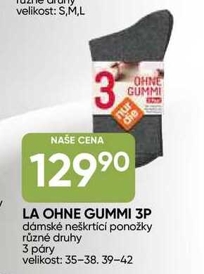 LA OHNE GUMMI 3P dámské neškrtící ponožky různé druhy 3 páry velikost: 35-38. 39-42 