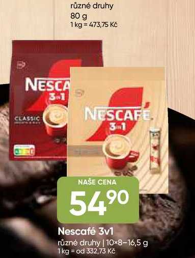 NESCAFÉ 3v1/ 2v1 10 ks, vybrané druhy 16,5g