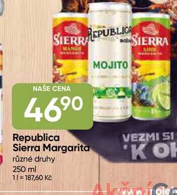 Sierra Margarita různé druhy 250 ml