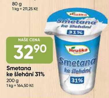 Hruška Smetana ke šlehání 31% 200g