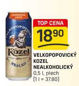 VELKOPOPOVICKÝ NEALKOHOLICKÝ 0,5 1, plech 