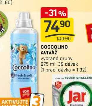 COCCOLINO AVIVÁŽ vybrané druhy 975 ml, 39 dávek  