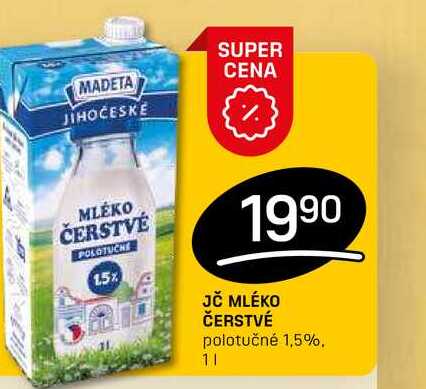 JČ MLÉKO ČERSTVÉ polotučné 1,5% 1l