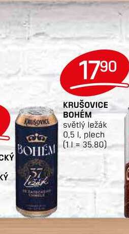 KRUŠOVICE BOHÉM světlý ležák 0,5l, plech