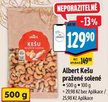 Albert Kešu pražené solené, 500 g