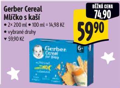 Gerber Cereal Mlíčko s kaší, 2x 200 ml 